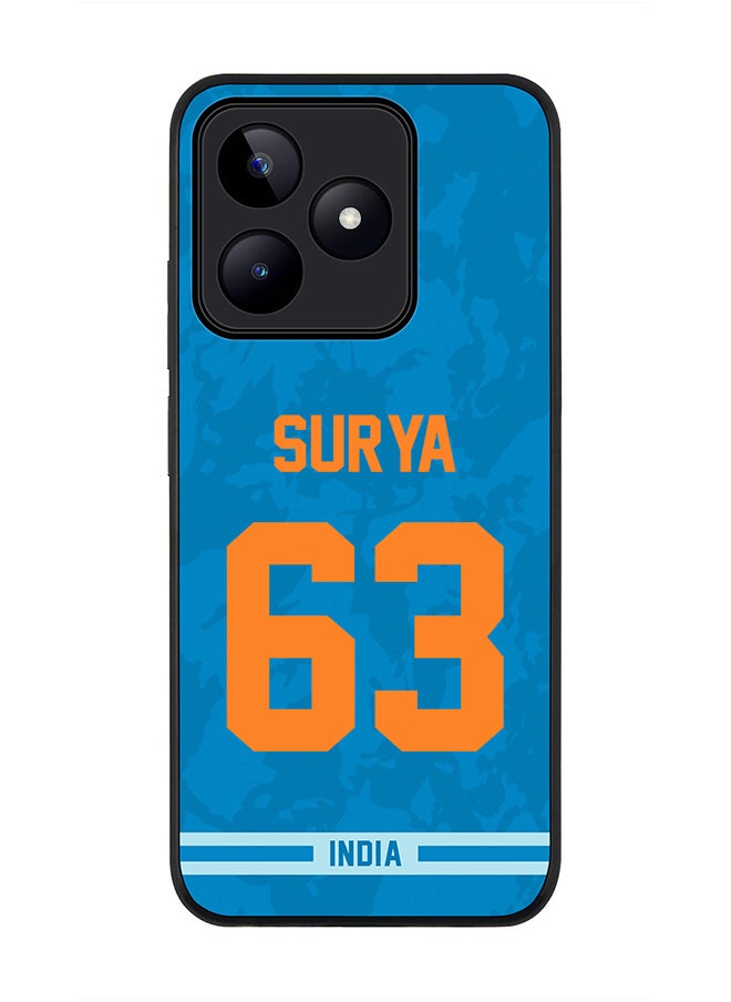 Stylizedd Rugged Black edge case for Realme C51 / Realme Note 50 4G, Slim fit Soft Cover - Team India Suryakumar Yadav, Jersey No 63  - Image 1