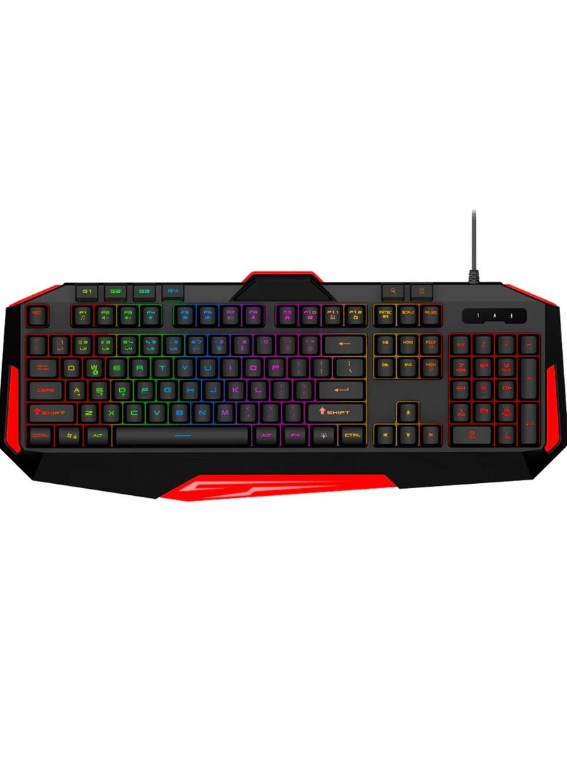 YES - ORIGINAL Yes-Original Gaming Keyboard, model GX600 - laser-printed letters, 10 million keystrokes, 7 different colors, high-quality materials in black, cable 175 cm long, medium size - light weight - black and red colour. - Image 1