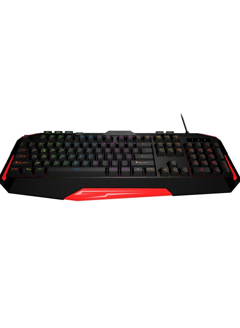 YES - ORIGINAL Yes-Original Gaming Keyboard, model GX600 - laser-printed letters, 10 million keystrokes, 7 different colors, high-quality materials in black, cable 175 cm long, medium size - light weight - black and red colour. - Image 2