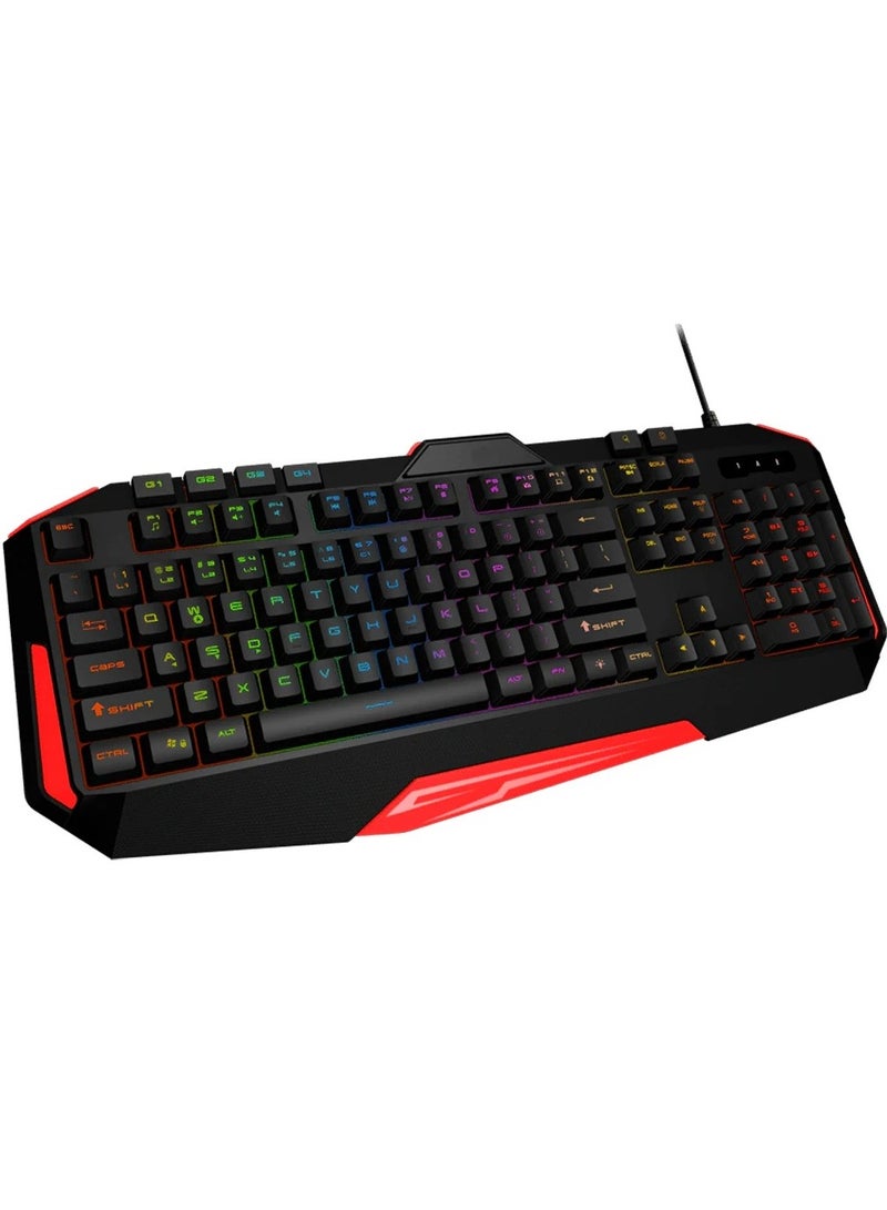 YES - ORIGINAL Yes-Original Gaming Keyboard, model GX600 - laser-printed letters, 10 million keystrokes, 7 different colors, high-quality materials in black, cable 175 cm long, medium size - light weight - black and red colour. - Image 3