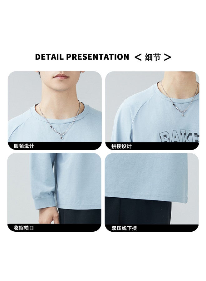 Sun Protection & Antibacterial】25 Spring Tech Fabric Round Neck Long Sleeve T-shirt, Versatile Sporty Casual Top - Image 5