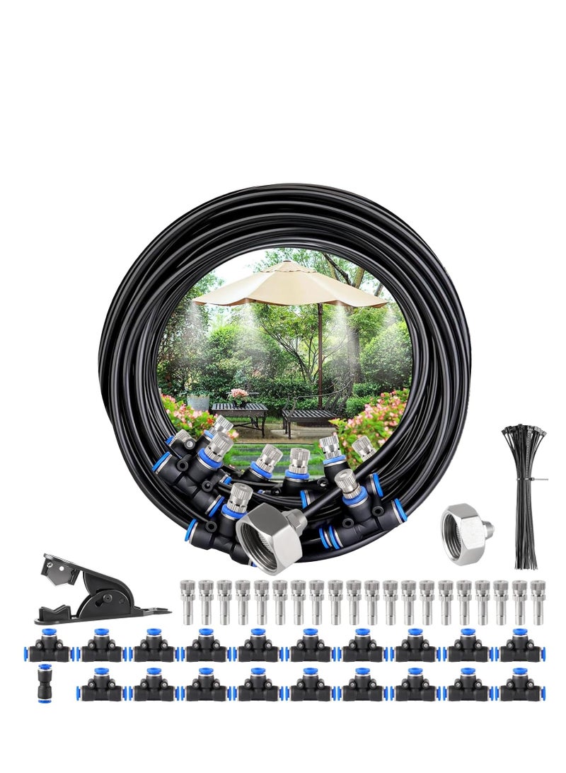 Soofam Mist cooling cooling system, 66 feet (20 meters) mist line + 20 brass mist nozzles + 19 tee connectors + brass adapter (3/4"), patio garden greenhouse outdoor cooling water park trampoline - Image 1