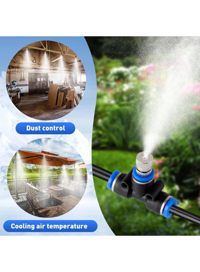 Soofam Mist cooling cooling system, 66 feet (20 meters) mist line + 20 brass mist nozzles + 19 tee connectors + brass adapter (3/4"), patio garden greenhouse outdoor cooling water park trampoline - Image 5