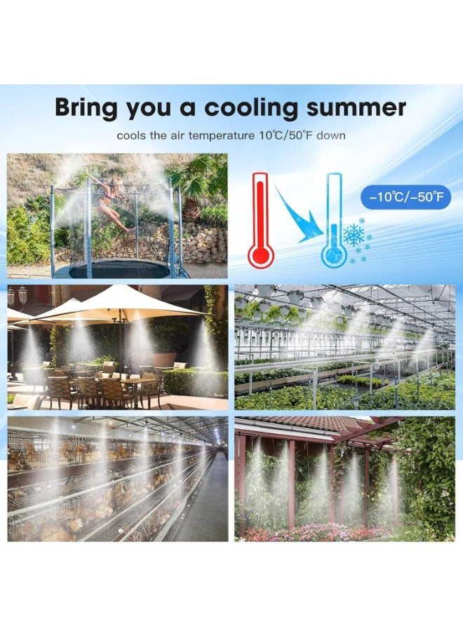 Soofam Mist cooling cooling system, 66 feet (20 meters) mist line + 20 brass mist nozzles + 19 tee connectors + brass adapter (3/4"), patio garden greenhouse outdoor cooling water park trampoline - Image 3