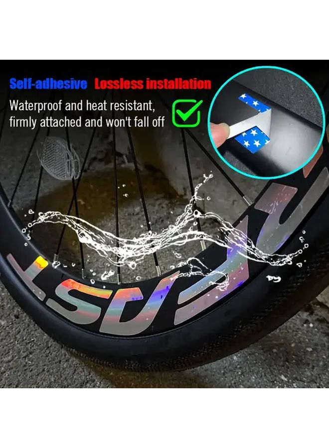 Laser Color Reflective Bicycle Wheel Stickers 8pcs Set Waterproof PVC Rim Decals - Image 4