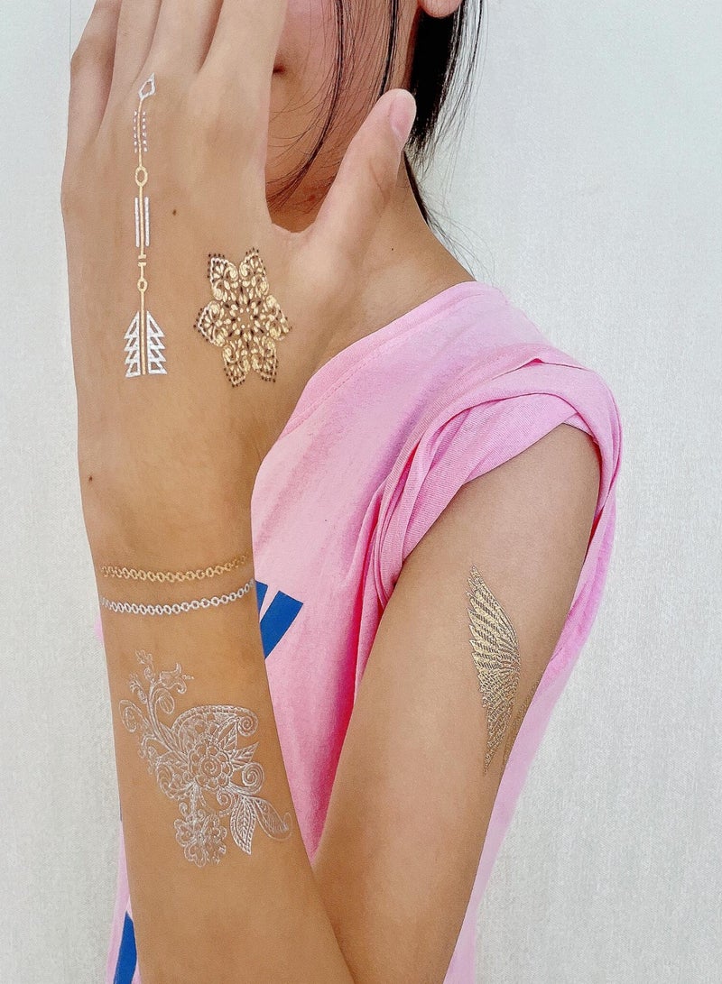 onecircle Onecircle 6 Sheets Temporary Tattoo,3D Golden Tattoo Sticker For girls gift, Kits gift ,Ladies, Women, Festival gift and Party DIY present.  - Image 5