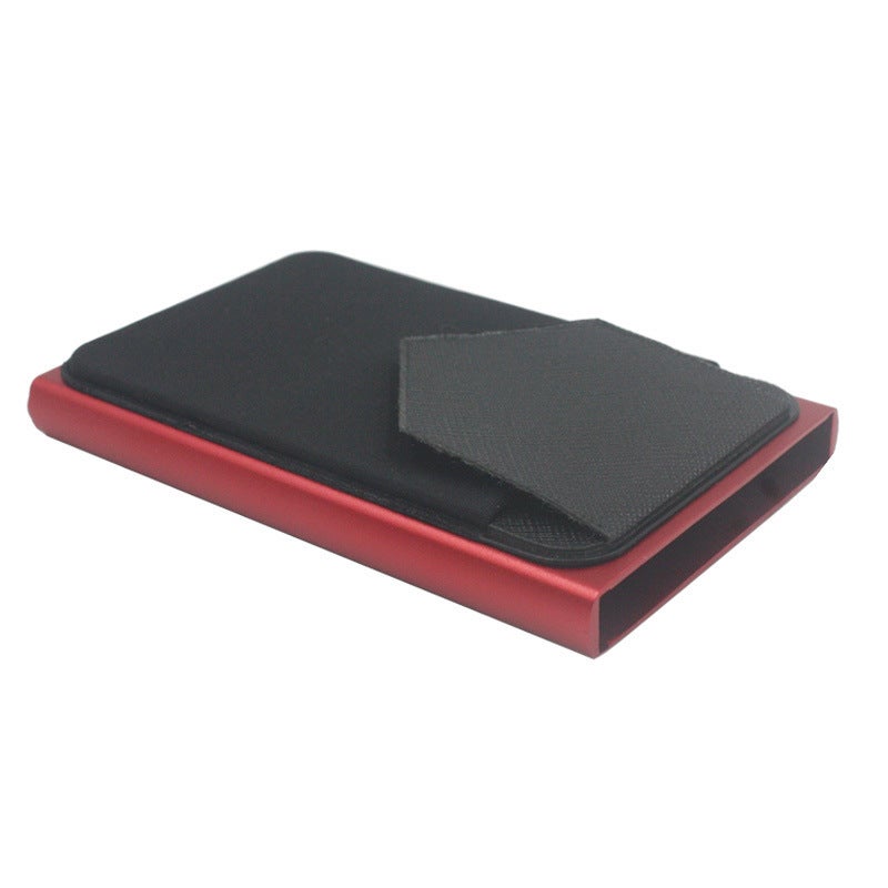 Aluminum Automatic Pop-up Triangle RFID Card Holder with Cover Red-Back Sticker 