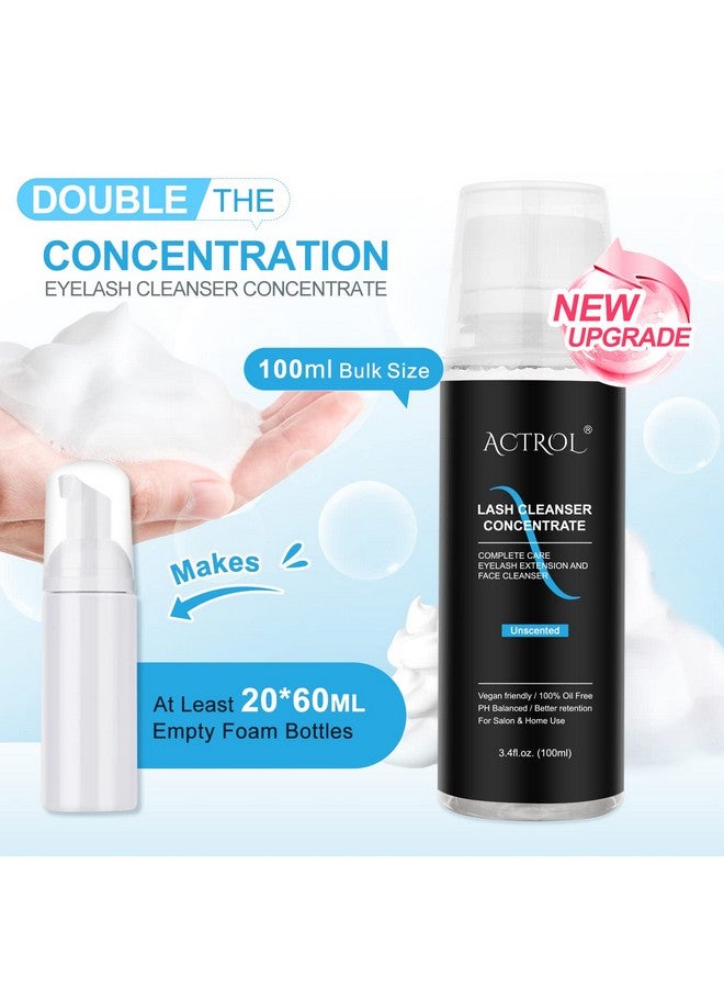 اكترول ACTROL منظف الرموش المركز 100 مل، شامبو احترافي غير معطر للرموش، منظف رغوي للرموش الصناعية مع عناية منزلية - عبوة من 20 زجاجة - Image 3