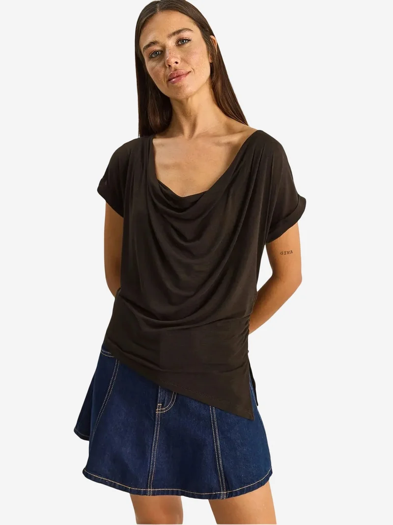 بيانكو لوتشي LUCCI Cowl Neck Drape Blouse