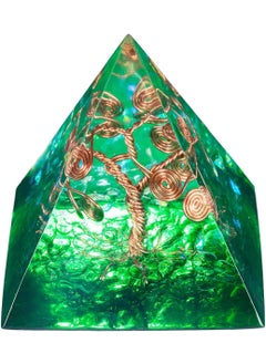 rockcloud Rockcloud Healing Crystal Copper Wire Orgone Pyramid Stone Figurine Energy Generator for Meditation Reiki Balancing, Aqua Green Color 
