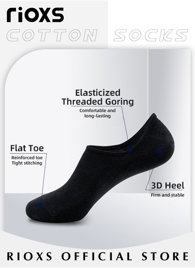 RIOXS - No Show Socks Set with 3 Basic Colors, 6 Pairs of Low-cut Liners Socks, Anti-slid Invisible Socks, High-quality Athletic Socks, Easy to Match Different Kinds of Shoes - Image 1
