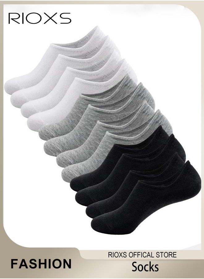 RIOXS - No Show Socks Set with 3 Basic Colors, 6 Pairs of Low-cut Liners Socks, Anti-slid Invisible Socks, High-quality Athletic Socks, Easy to Match Different Kinds of Shoes - Image 1