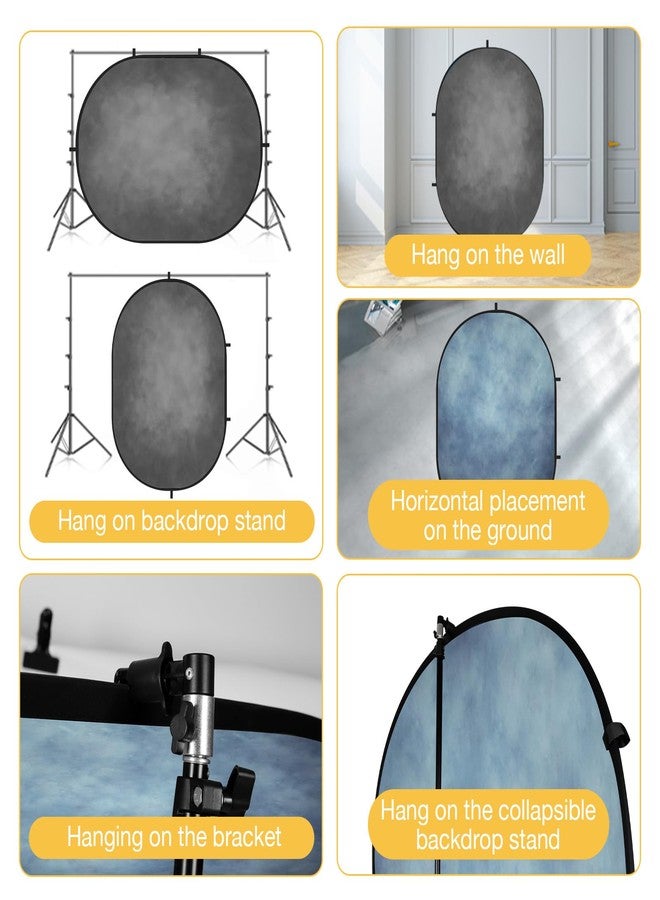 Kate 5x6.5ft(1.5x2m) Collapsible Backdrop Blue Grey Pop up Backgrounds Folding Photography Backdrops Photoshoot Prop - Image 4