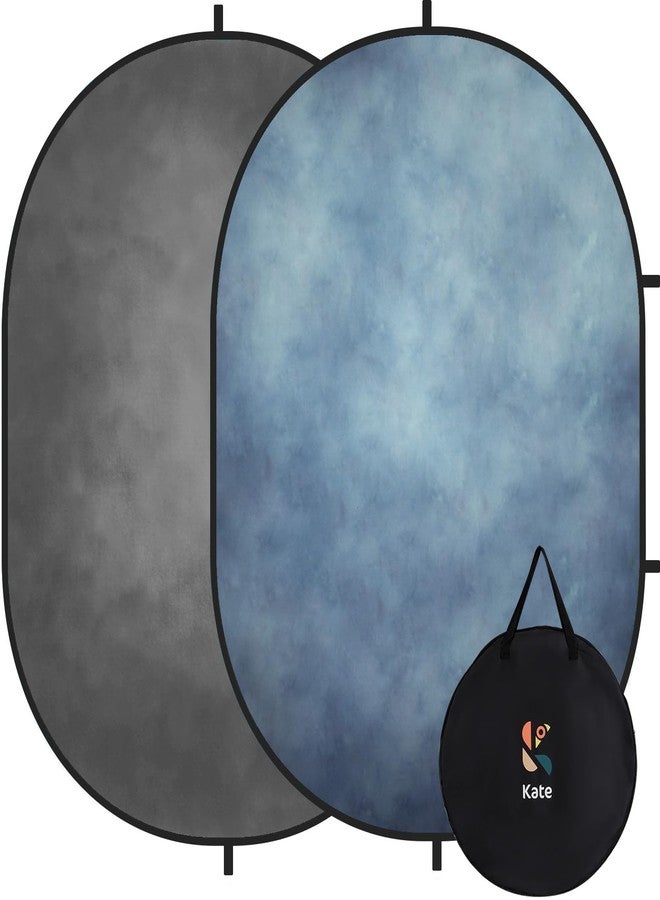 Kate 5x6.5ft(1.5x2m) Collapsible Backdrop Blue Grey Pop up Backgrounds Folding Photography Backdrops Photoshoot Prop - Image 1