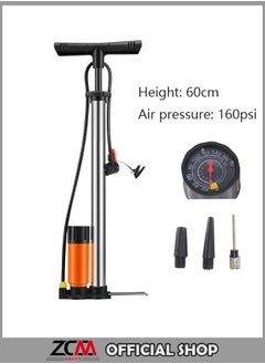 ZCM-HAPPY Multifunctional Manual High Pressure Pump for Bicycles, Electric Vehicles, Motorcycles, Footballs, Basketballs, Volleyballs 60cm 