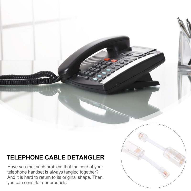 2pcs White Anti Tangle Rotating Telephone Cord Detangler For Home And Office Use - Image 5