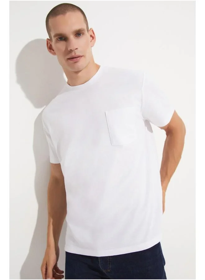 جون June Men Pocket Detailed Tshirt White