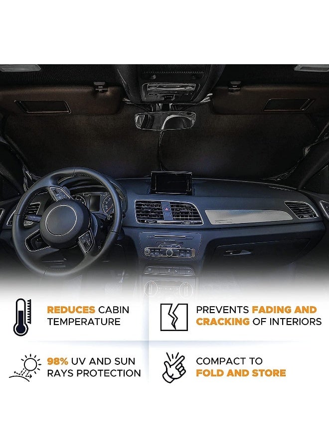 ECVV مظلة شمس للزجاج الأمامي للسيارة من ECVV مع حقيبة تخزين للسيارات الكبيرة والشاحنات والشاحنات الرياضية متعددة الاستخدامات، حماية من حرارة الشمس ومظلات النوافذ الأمامية للسيارة، مظلات قابلة للطي للسيارة تمنع الأشعة فوق البنفسجية (190 × 90 سم) - Image 4