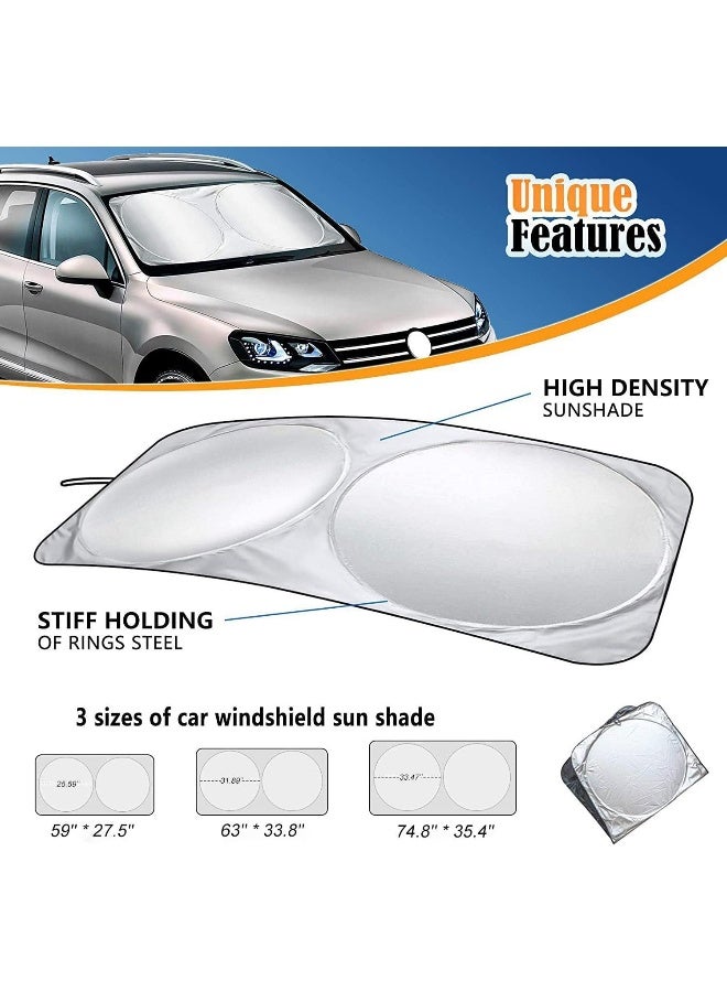 ECVV مظلة شمس للزجاج الأمامي للسيارة من ECVV مع حقيبة تخزين للسيارات الكبيرة والشاحنات والشاحنات الرياضية متعددة الاستخدامات، حماية من حرارة الشمس ومظلات النوافذ الأمامية للسيارة، مظلات قابلة للطي للسيارة تمنع الأشعة فوق البنفسجية (190 × 90 سم) - Image 5