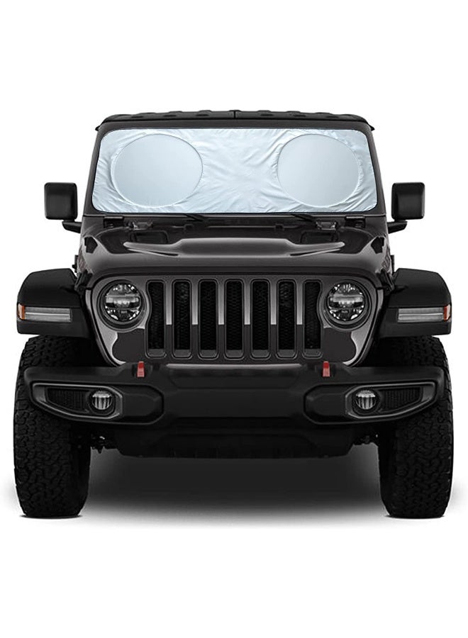 ECVV مظلة شمس للزجاج الأمامي للسيارة من ECVV مع حقيبة تخزين للسيارات الكبيرة والشاحنات والشاحنات الرياضية متعددة الاستخدامات، حماية من حرارة الشمس ومظلات النوافذ الأمامية للسيارة، مظلات قابلة للطي للسيارة تمنع الأشعة فوق البنفسجية (190 × 90 سم) - Image 1