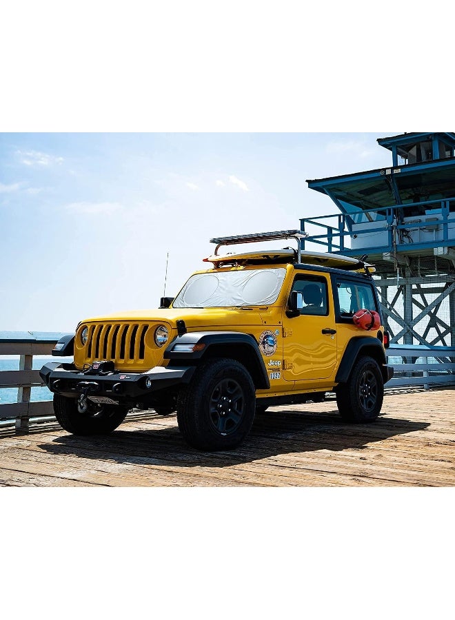 ECVV مظلة شمس للزجاج الأمامي للسيارة من ECVV مع حقيبة تخزين للسيارات الكبيرة والشاحنات والشاحنات الرياضية متعددة الاستخدامات، حماية من حرارة الشمس ومظلات النوافذ الأمامية للسيارة، مظلات قابلة للطي للسيارة تمنع الأشعة فوق البنفسجية (190 × 90 سم) - Image 3