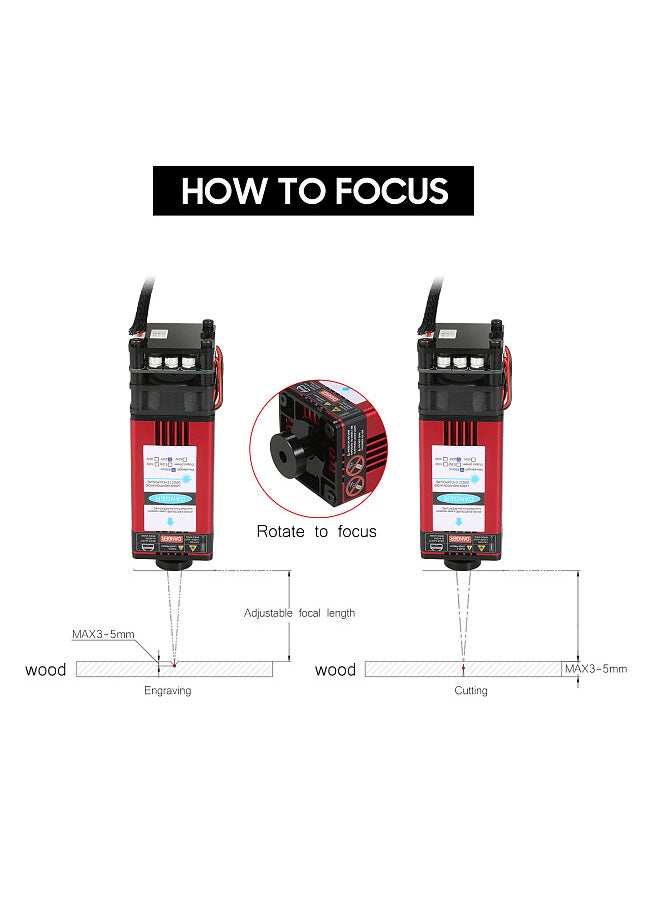 Generic 20W Laser Module 450nm Engraving Laser Head Adjustable Focal Length High Precision Engraving Plastic Leather Wood Acrylic for Laser Engraving Machine CNC Router Cutting Machine  - Image 4