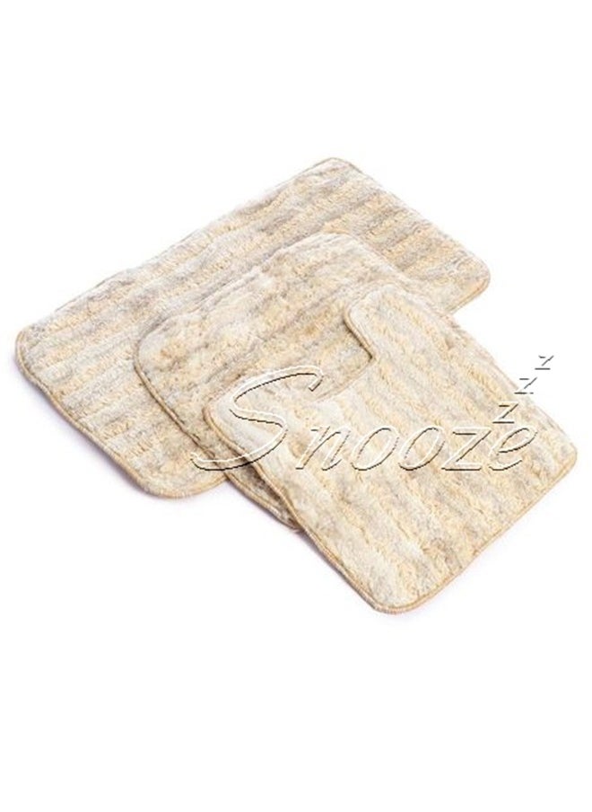سنوز طقم دواسة حمام شاجي 3 قطع بيج  - Image 1
