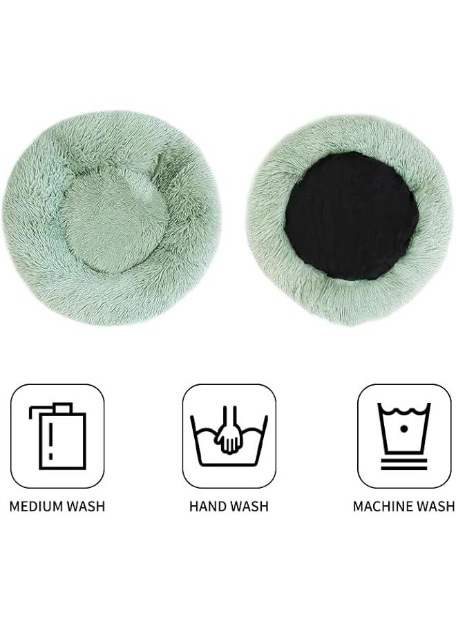 Generic Soft Plush Faux Fur Cat Bed - Washable Round Anti Anxiety Pet Bed for Small to Medium Dogs - Thick Bottom - Green - Size Medium  - Image 4