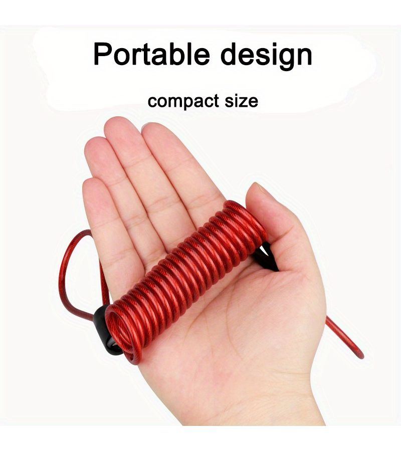 Red Motorcycle Wheel Disc Alarm Lock 47.24 Inch Heavy Duty Metal - Image 3