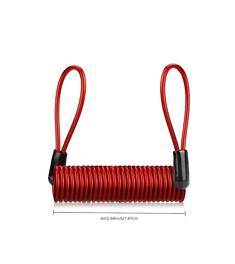 Red Motorcycle Wheel Disc Alarm Lock 47.24 Inch Heavy Duty Metal - Image 2
