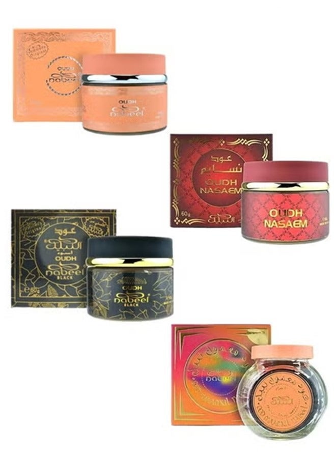 نبيل عبوة من 4 مجموعة بخور العود المطلق نسائم ، أسود ، نبيل ومعمول - Image 1
