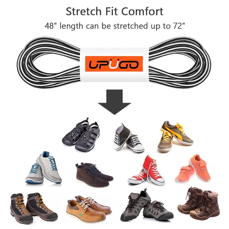 UpUGo Elastic Shoe Laces, 1 Pair No Tie Shoe Laces Tieless for Kids, Adults, Elderly, One Size Fit All - Image 3