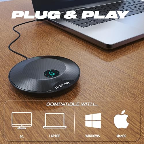 DIGIMORE D-480 USB Plug & Play Conference Mic for Mac OS & Windows | Conference, Recording, Skype, Online Class with Range Upto 5M | One Touch Mute Button & Light Indicator (NOT A Speaker) - Image 5
