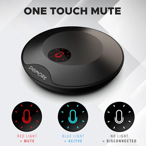 DIGIMORE D-480 USB Plug & Play Conference Mic for Mac OS & Windows | Conference, Recording, Skype, Online Class with Range Upto 5M | One Touch Mute Button & Light Indicator (NOT A Speaker) - Image 4
