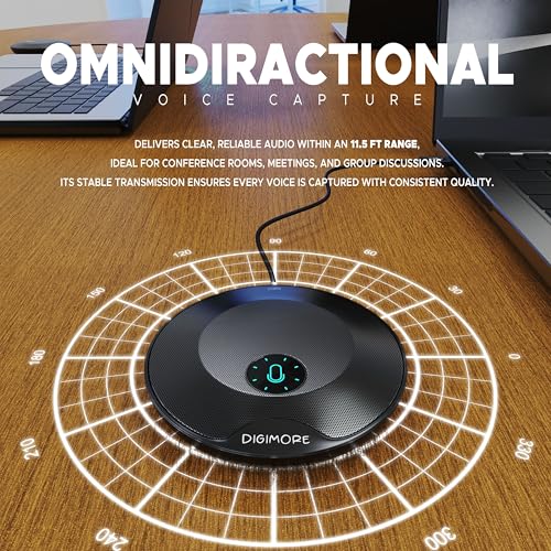 DIGIMORE D-480 USB Plug & Play Conference Mic for Mac OS & Windows | Conference, Recording, Skype, Online Class with Range Upto 5M | One Touch Mute Button & Light Indicator (NOT A Speaker) - Image 3