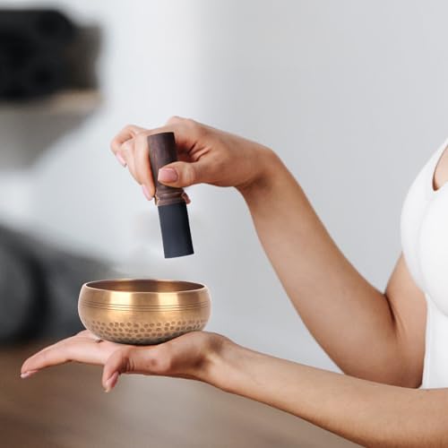 Kmise Tibetan Singing Bowls Set- Handmade in Nepal Meditation Sound Bowls for Yoga, Meditation, Mindfulness, Healing and Chakra Balancing, Stress Relief (5', Buddha) - Image 4