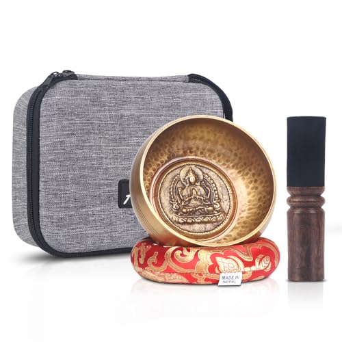 Kmise Tibetan Singing Bowls Set- Handmade in Nepal Meditation Sound Bowls for Yoga, Meditation, Mindfulness, Healing and Chakra Balancing, Stress Relief (5', Buddha) - Image 1