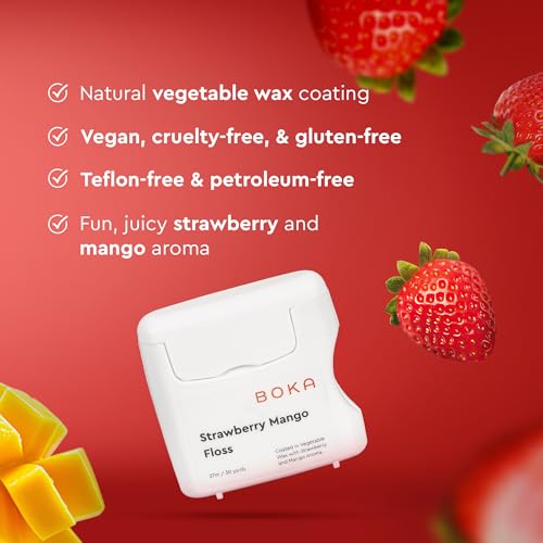 Boka Strawberry Mango Expandable Woven Dental Floss, Made from Natural Vegetable Wax, Teflon-Free, 30 Yards of Waxed Floss (Pack of 1) - Image 2