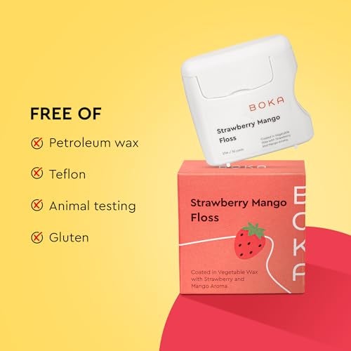Boka Strawberry Mango Expandable Woven Dental Floss, Made from Natural Vegetable Wax, Teflon-Free, 30 Yards of Waxed Floss (Pack of 1) - Image 5