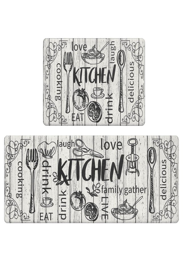 هيبي مجموعة سجادات مطبخ HEBE للأرضيات، قطعتان، سميكة، مضادة للإجهاد، مبطنة، مقاومة للماء، مانعة للانزلاق، سجادة مريحة للوقوف، مناسبة لحوض المطبخ، غرفة الغسيل، ديكور المنزل الريفي - Image 1