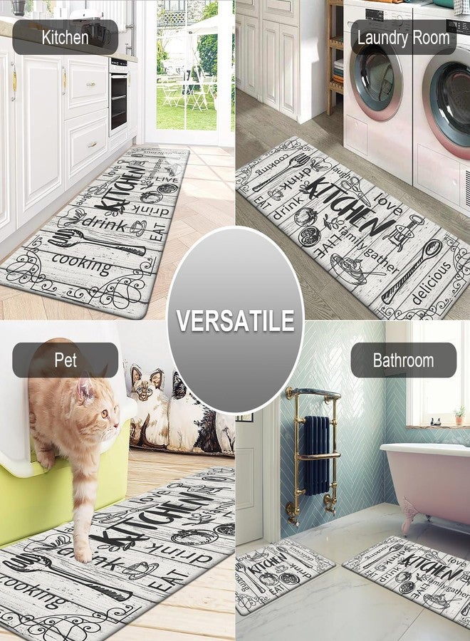 هيبي مجموعة سجادات مطبخ HEBE للأرضيات، قطعتان، سميكة، مضادة للإجهاد، مبطنة، مقاومة للماء، مانعة للانزلاق، سجادة مريحة للوقوف، مناسبة لحوض المطبخ، غرفة الغسيل، ديكور المنزل الريفي - Image 2