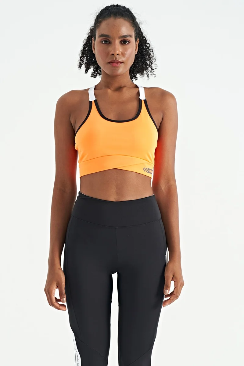 Tommy Life Neon Orange Back Detailed Strappy Slim Fit Women's Bustier - 97254