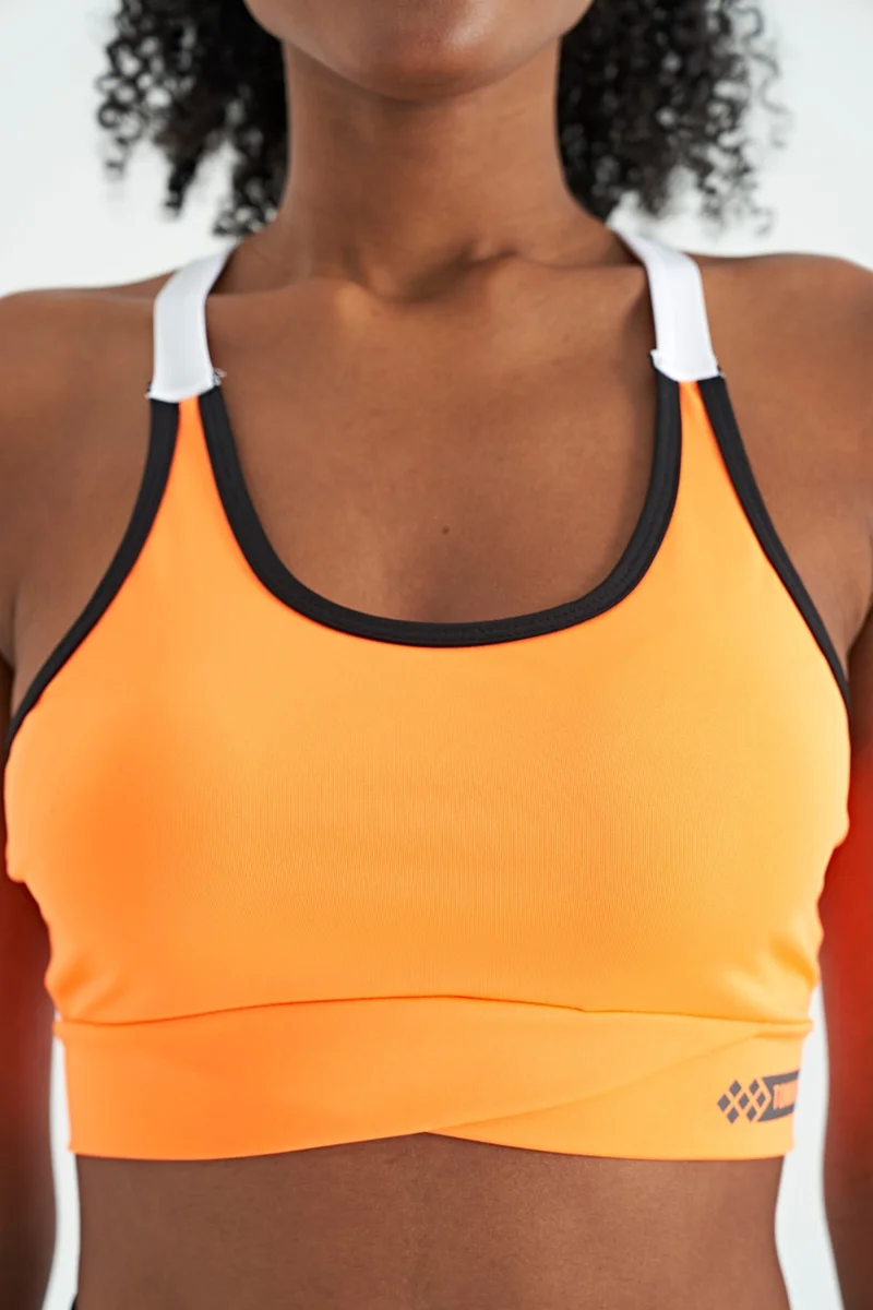 Tommy Life Neon Orange Back Detailed Strappy Slim Fit Women's Bustier - 97254