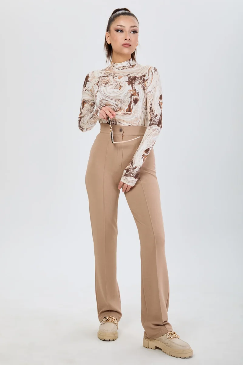 Tofisa 24127-VIZON High Waist Wide Leg Trousers