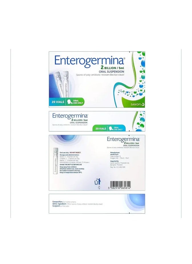 ENTEROGERMINA - Enterogermina Probiotic Oral Suspension 2 Billion/5ml Vials 20's - Image 1