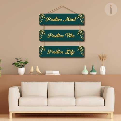 Art Monk Positive Mind Home Decorative Wooden Wall Hanging item for Living Room Bedroom Home Decor Gifts Quotes Decor Item Wall Art For Hall Mdf Wall Decoration - Image 2