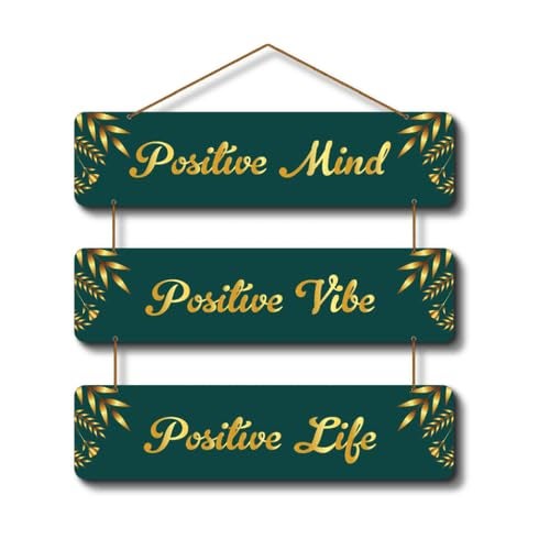 Art Monk Positive Mind Home Decorative Wooden Wall Hanging item for Living Room Bedroom Home Decor Gifts Quotes Decor Item Wall Art For Hall Mdf Wall Decoration - Image 1