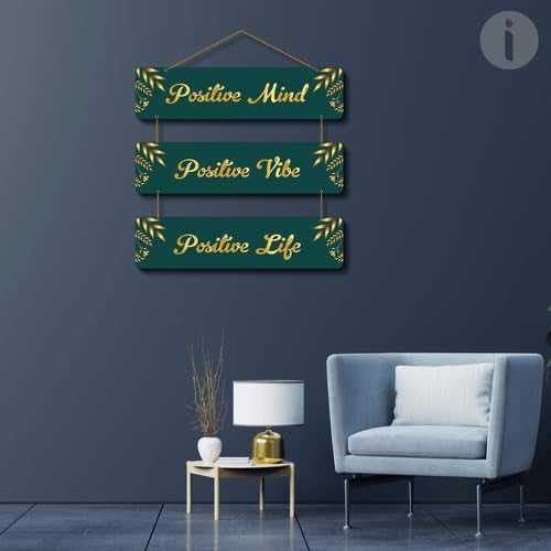 Art Monk Positive Mind Home Decorative Wooden Wall Hanging item for Living Room Bedroom Home Decor Gifts Quotes Decor Item Wall Art For Hall Mdf Wall Decoration - Image 4