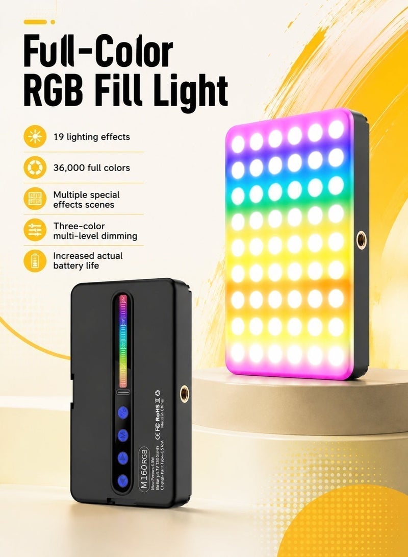 عينة مصباح سيلفي LED للهاتف مع مشبك، 96 مصباح LED و42 مصباح LED RGB، شاحن محمول، إضاءة سيلفي، إضاءة مؤتمرات الفيديو | مع مشبك ومحول حامل ثلاثي للكاميرا، قابل لإعادة الشحن 1800 مللي أمبير، مؤشر تجسيد اللون 96+، 3 أوضاع إضاءة - Image 4