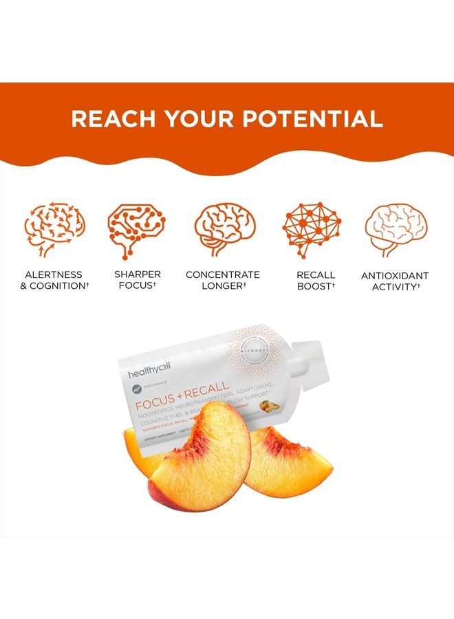 Healthycell Focus + Recall, Brain Boost Supplement Liquid Gel, Nootropics for Focus, Memory, Concentration, Alertness, Brain Health, Phosphatidylserine, Theanine, MCT, Omega 3, MICROGEL (30 Gel Packs) - Image 3